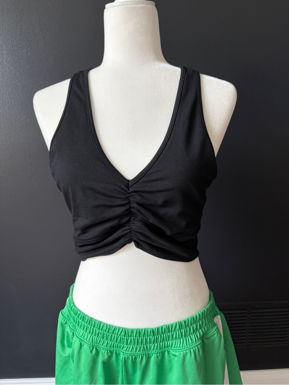 ALO Yoga Wild Thing Black V-Neck Ruched Sports Bra